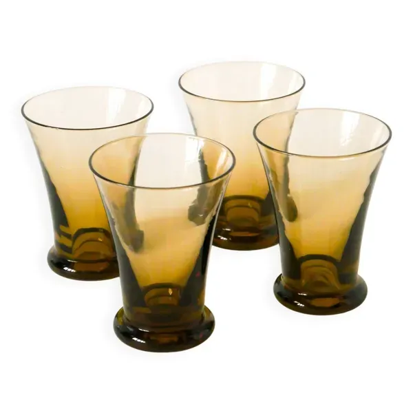 Ensemble de 4 petits verres en verre fumé, Art Déco, 1930