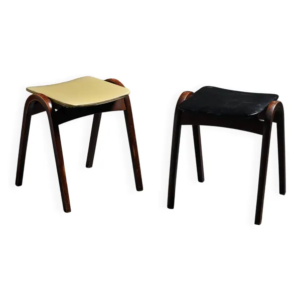 Paire de tabourets par Isamu Kenmochi pour Akita Mokko, Japon circa 1960