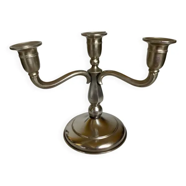 Chandelier bougeoir 4 feux argenté en métal