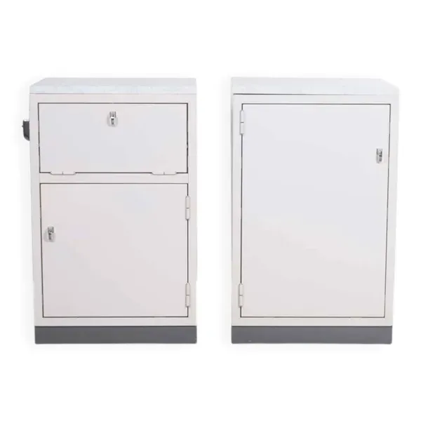 Set industrial cabinets with marble top.