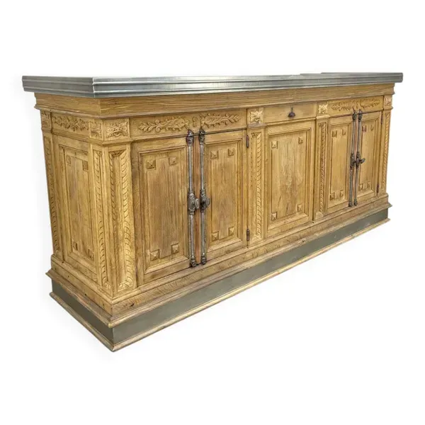 Comptoir bar 19ème zinc et chêne massif