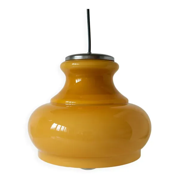 Suspension en opaline jaune avec arc en métal, Design, 1970