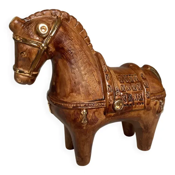 Cheval en céramique style Aldo Londi bitossi