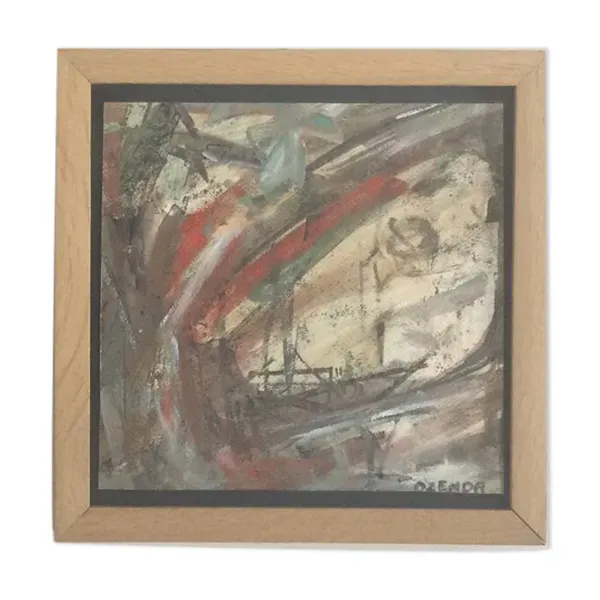 Composition à la gouache et aquarelle de François OZENDA,1923-1976