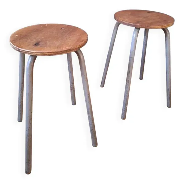 Paire de tabourets industriels