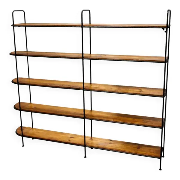 Étagère industrielle en bois massif et métal