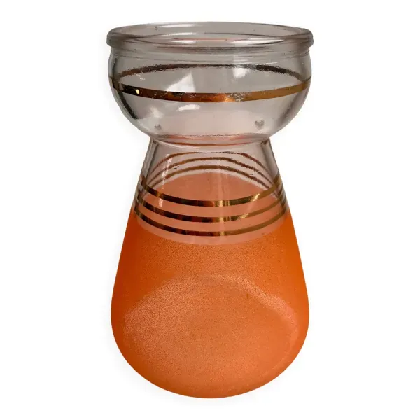Vase en verre granité orange années 60