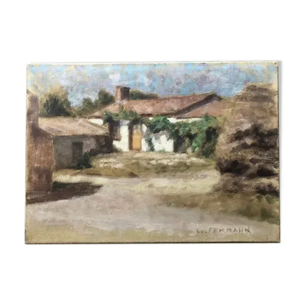 Tableau peinture ancienne J.P Ferrand Paysage