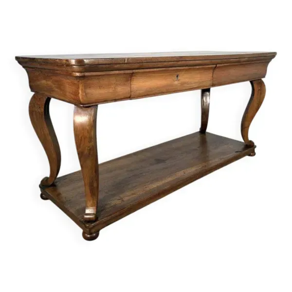 table de soyeux en noyer d'époque restauration