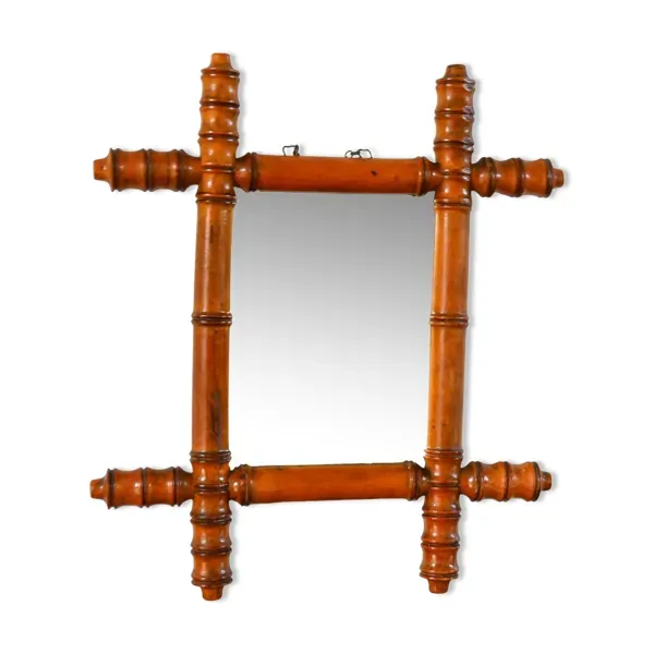 Miroir de barbier en bois effet bambou 38 x 33 cm