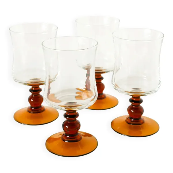 Lot de 4 verres à vin, ambré, 1970