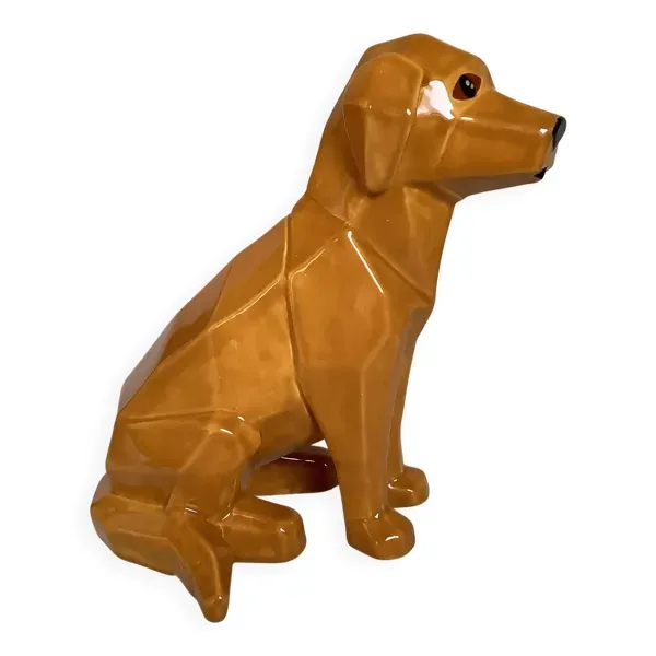Grand chien style origami céramique