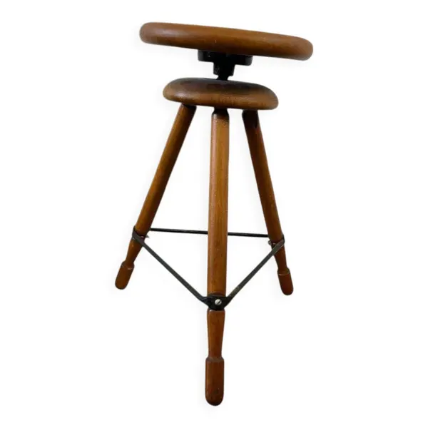 Tabouret d'atelier vintage industriel en bois