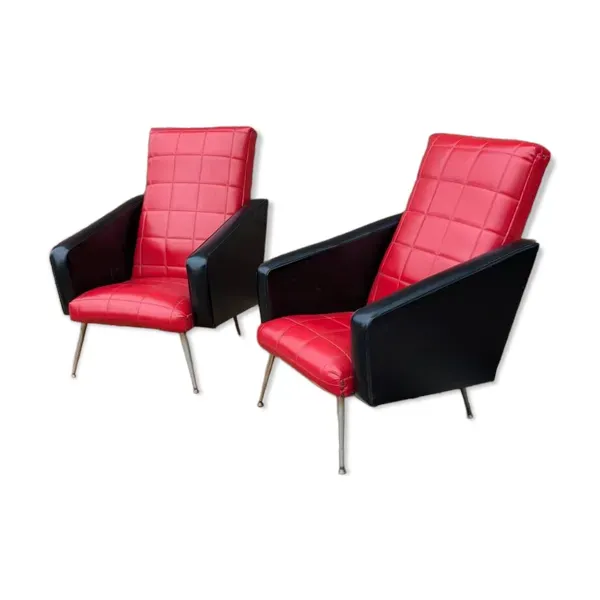 Paire de fauteuils en skaï