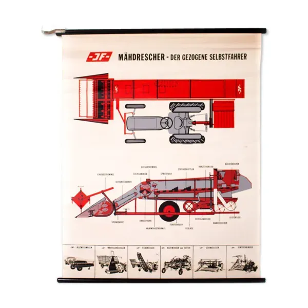 Affiche murale de l’école d’une batteuse moissonneur 1968