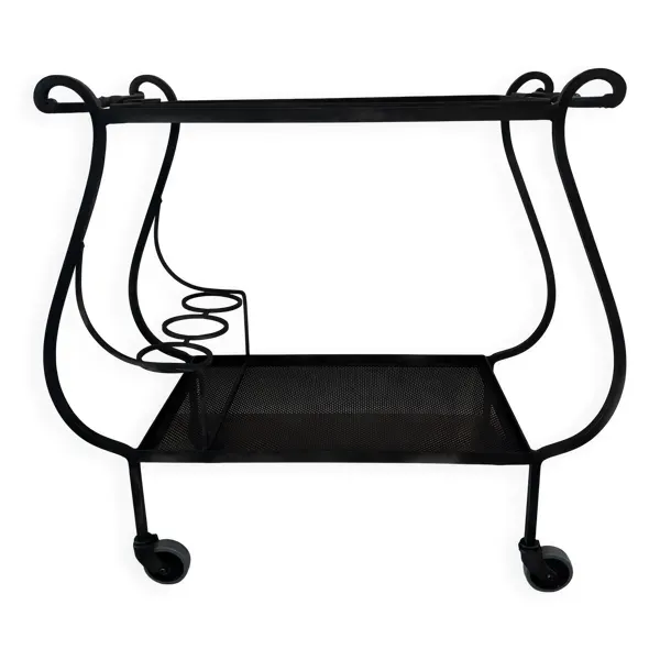 Desserte noire en tôle perforée