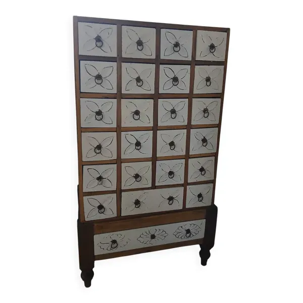 Meuble de métier à tiroirs style indonésien