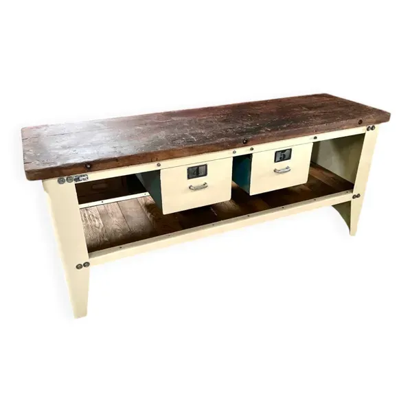 Établi industriel Armée de l’air, Îlot central, meuble de métier