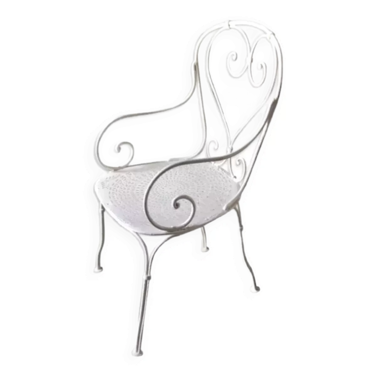 Fauteuil fer forgé blanc ajouré