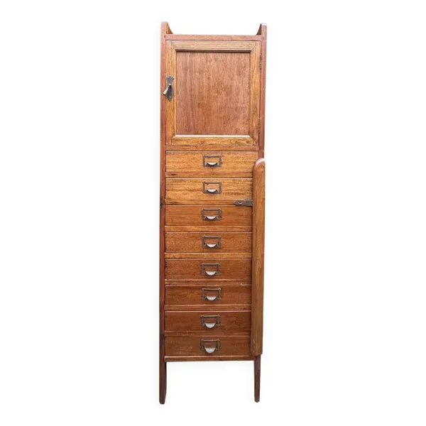 Meuble de métier vintage en bois, 8 tiroirs