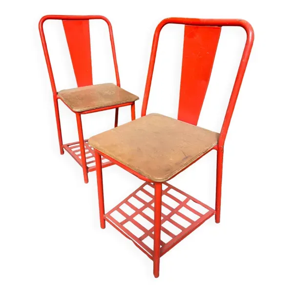 Paire chaises table de nuit Tolix