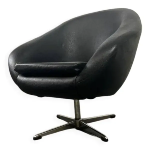Fauteuil vintage noir / chaise lounge / fauteuil 'Folke Jansson'