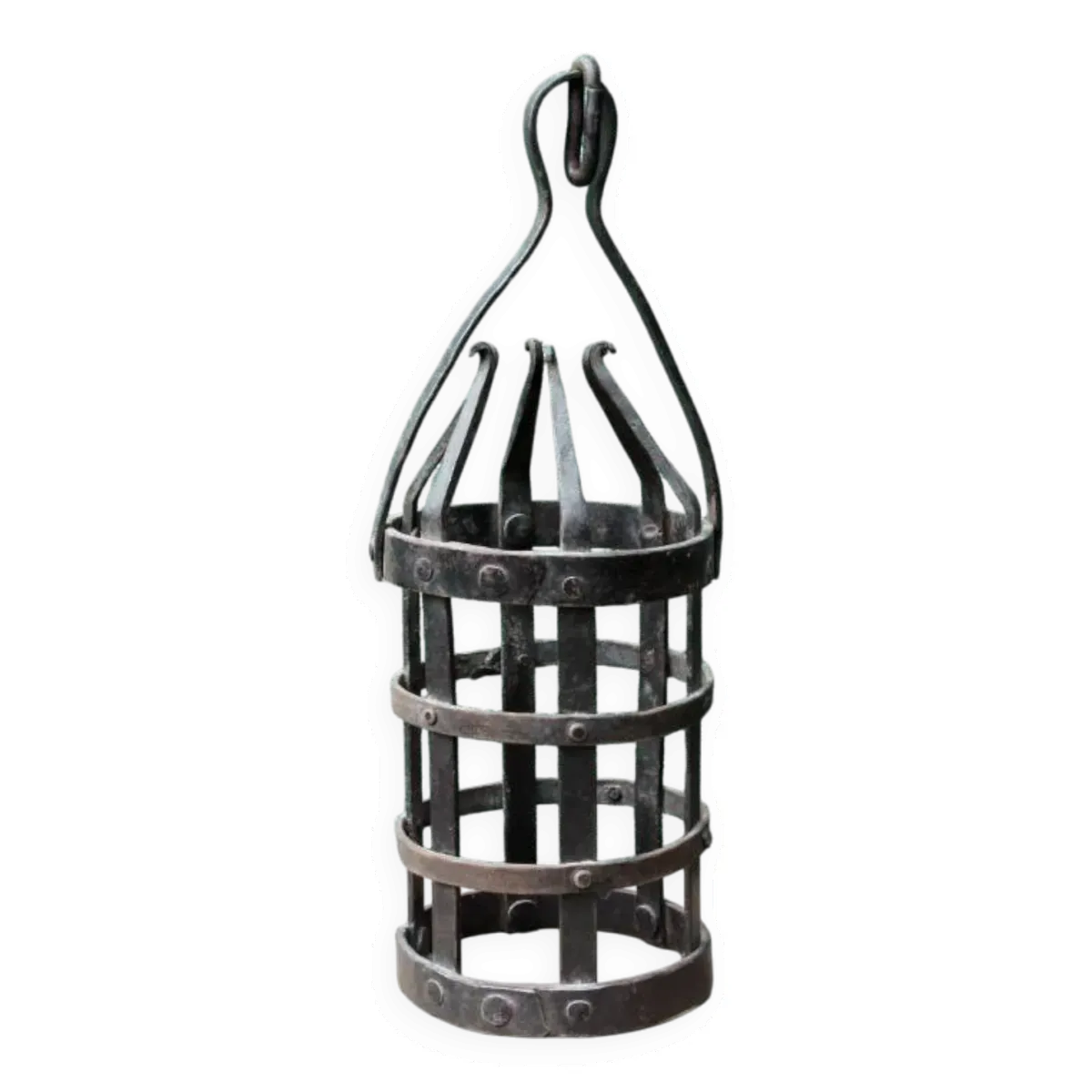 Suspension cage en fer forgé riveté