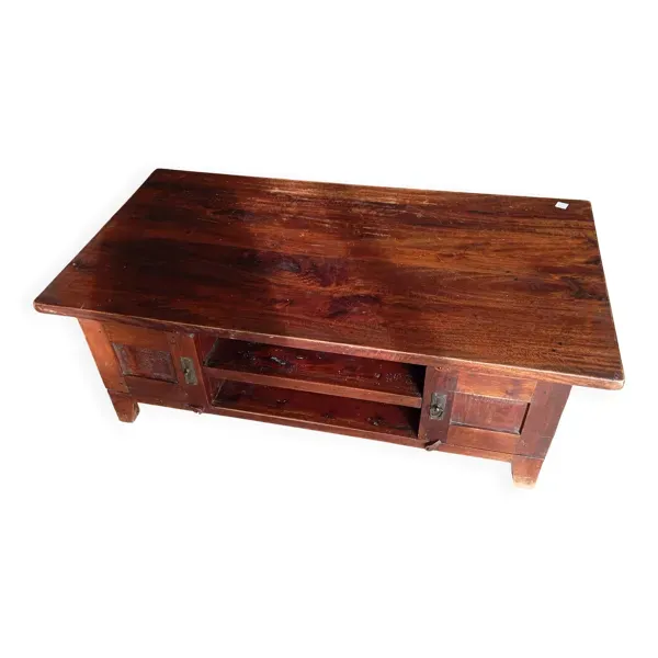 TABLE BASSE EN SESHAM MASSIF STYLE COLONIALE OU RUSTIQUE INDIENNE