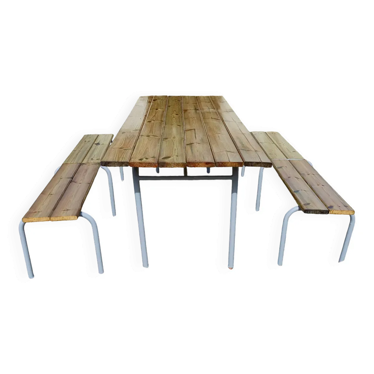 Table Industrielle ou de Collectivité avec Bancs