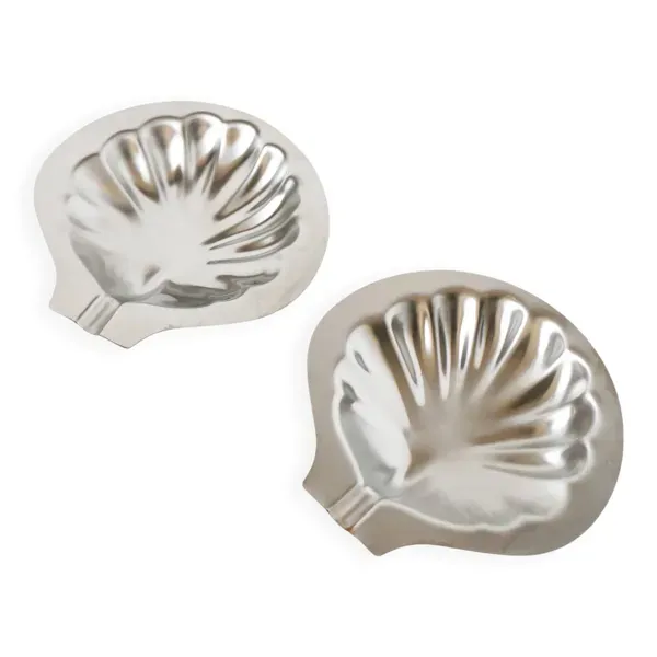 Paire de vide-poches coquillages en inox, design, 1970