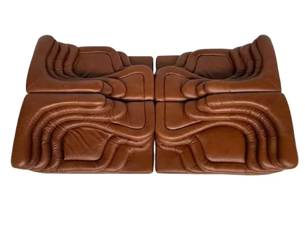 4-delige set de sede terrazza ds1025 by ubald klug in cognac leder