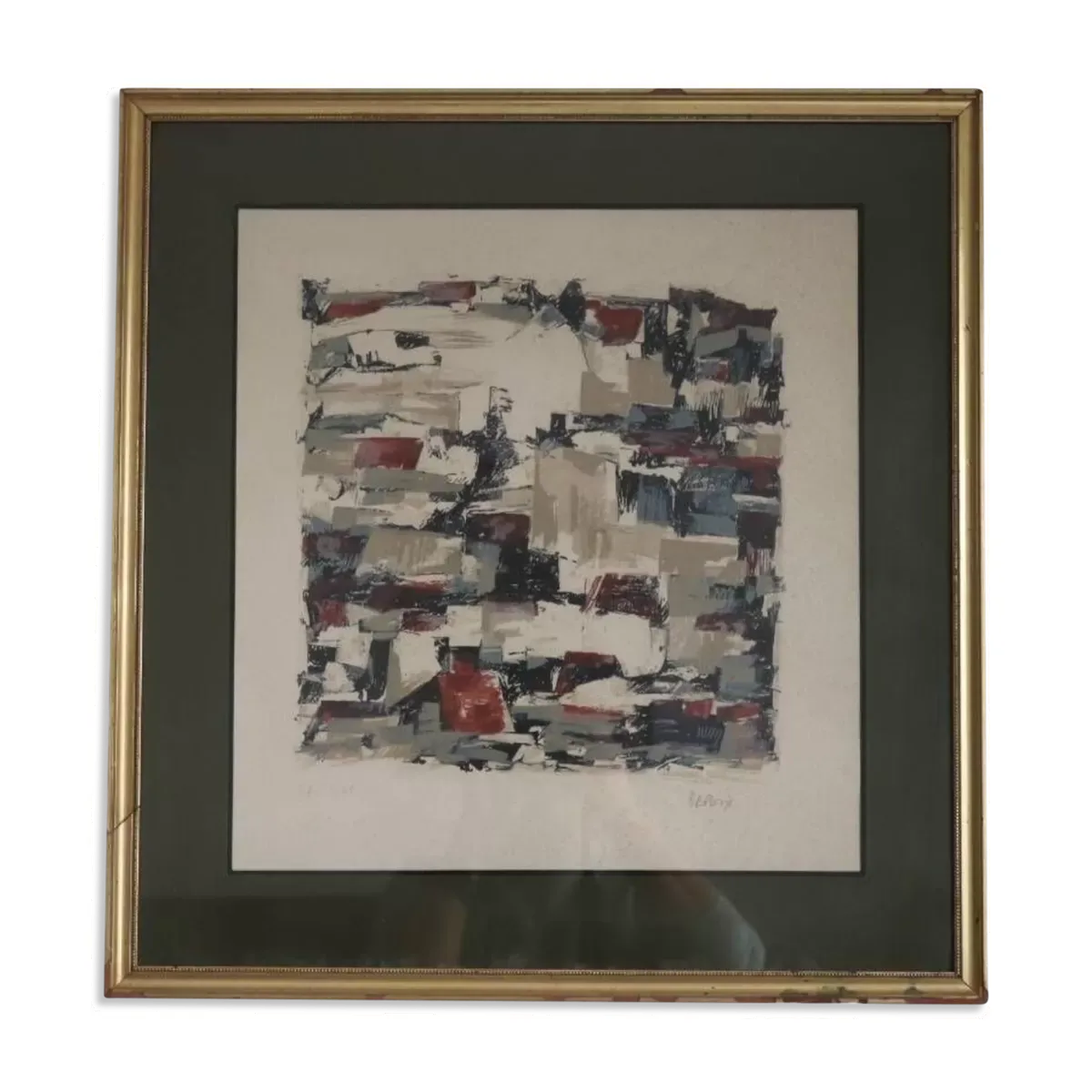 Tableau Abstrait vintage signé Bepoix beaux art brest