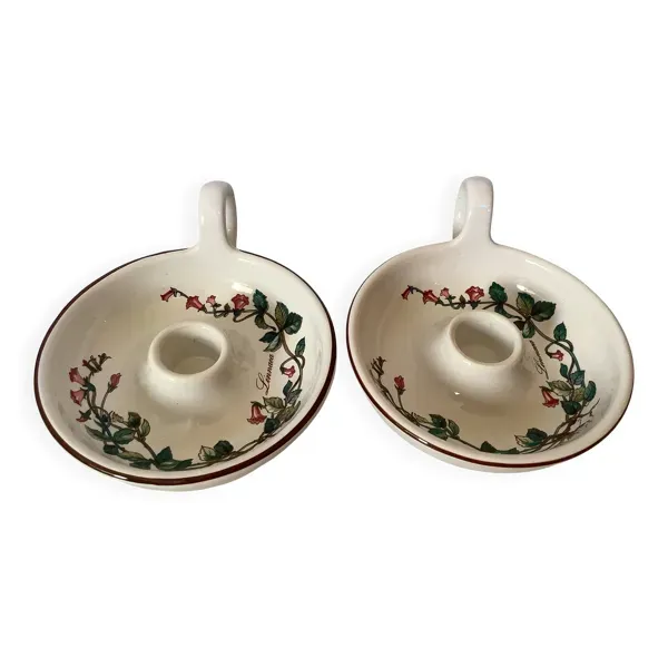 Paire de bougeoirs fleurs botanica villeroy et boch