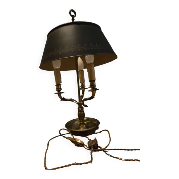 Lampe Bouillotte Vintage en Bronze – Style Empire/Directoire – Signée F.B