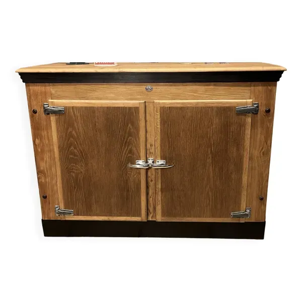 Bar à vin glacière chêne meuble métier comptoir bistrot