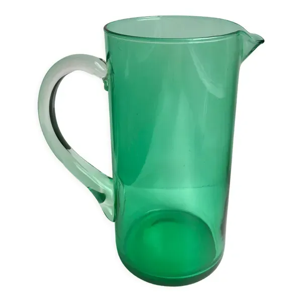 Pichet en verre vert années 70