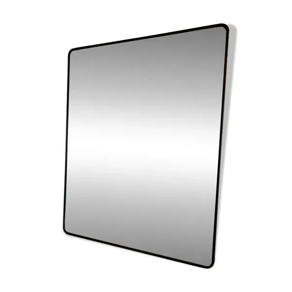Grand miroir sur mesure – pièce unique – cadre en acier laqué noir – 130 x