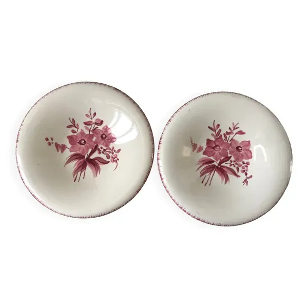 Duo de plats de service longchamp roses années 30-40