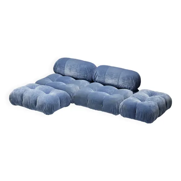 Canapé Camaleonda en Velours Bleu par Mario Bellini pour B&B Italia, Italie, 1970s