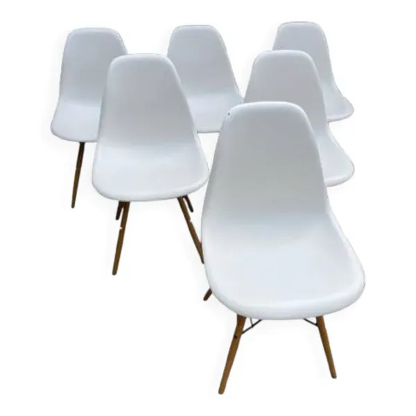 6 chaises DSW Vitra blanches