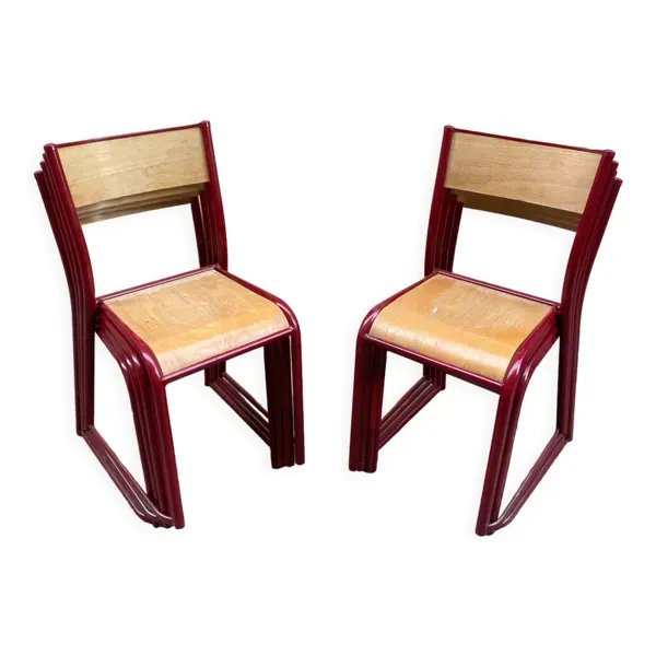 Chaises vintage d’écolier métal et bois taille adulte