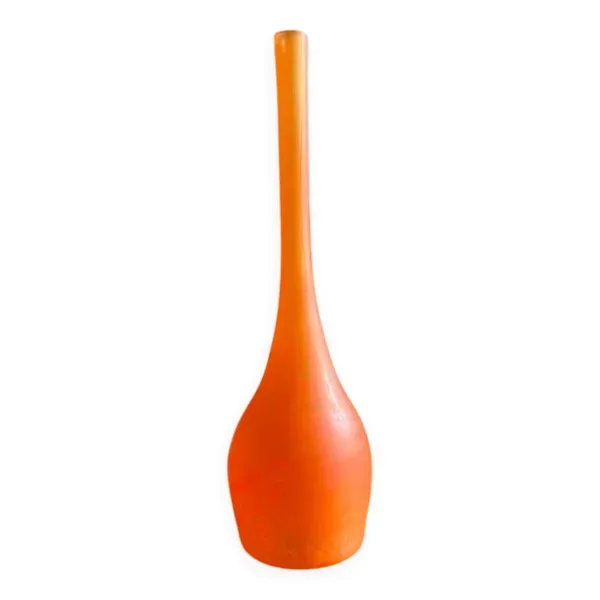 Grand soliflore Daum Nancy - verre soufflé marmoréen orange - H=41cm