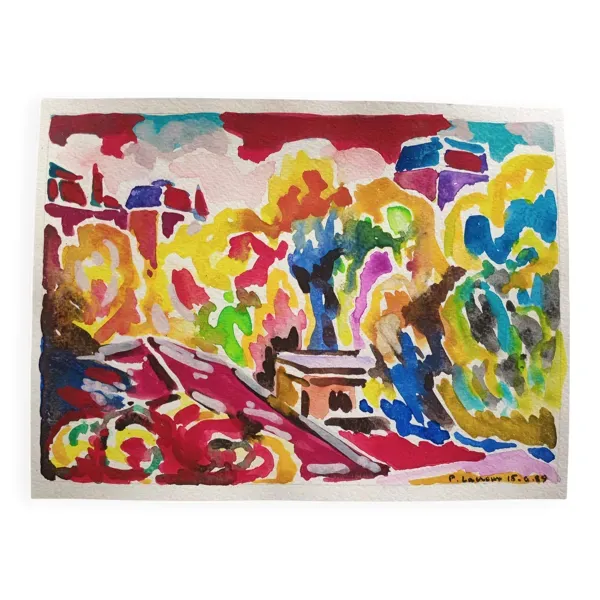 pierre Lacroux (1909- 1993) Gouache sur papier 24 x 32 cm - de 1989 - (295)