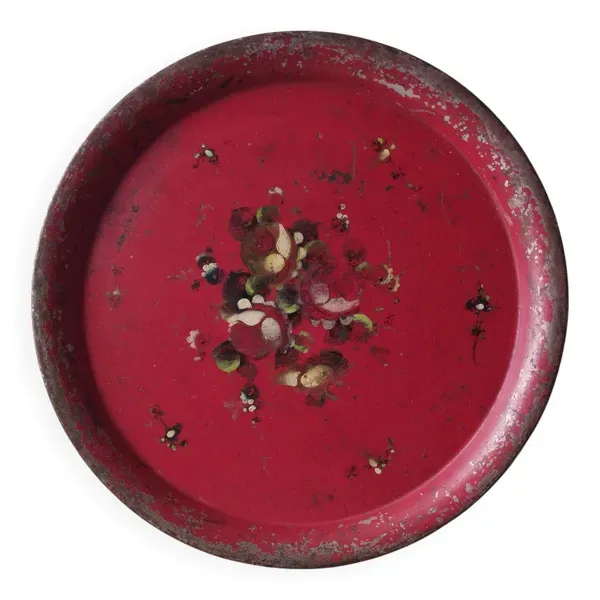 Très grand plateau Napoléon III en tôle peinte