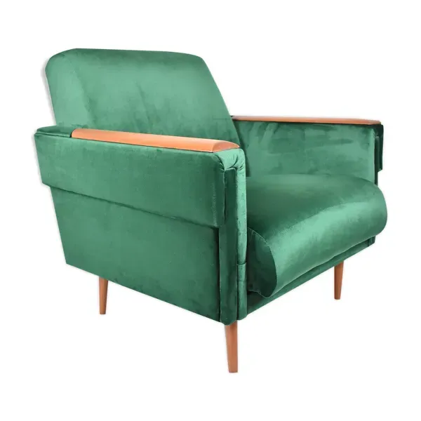 Fauteuil vintage en velours, années 1960