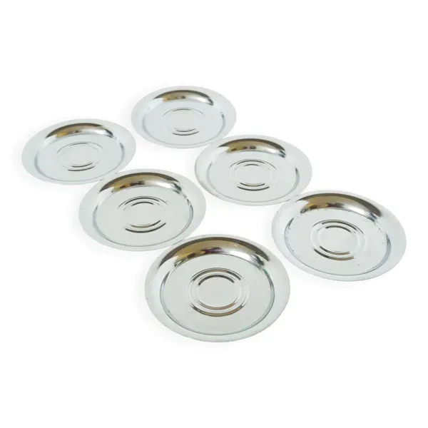 Ensemble de 6 dessous de verre en métal chromé, Design, 1970