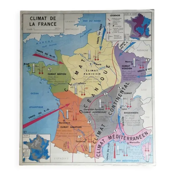 Carte scolaire vintage mdi France - Côtes de l'atlantique.