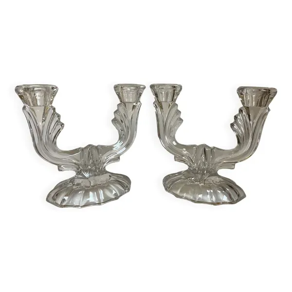 Paire de bougeoirs deux feux art déco