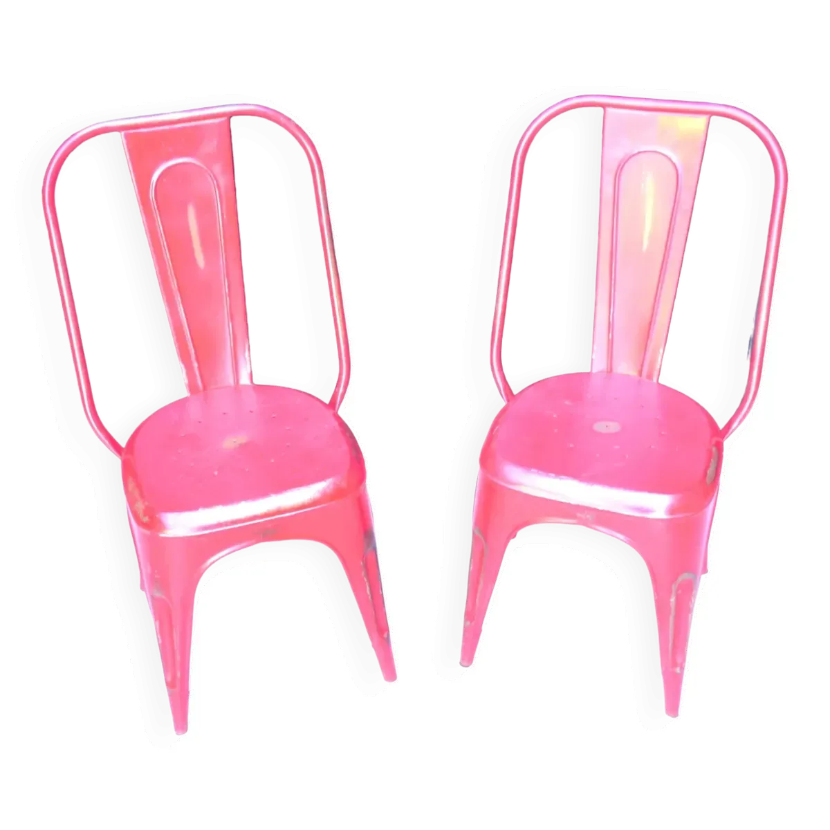Paire de Chaises en tôle empilables rouges