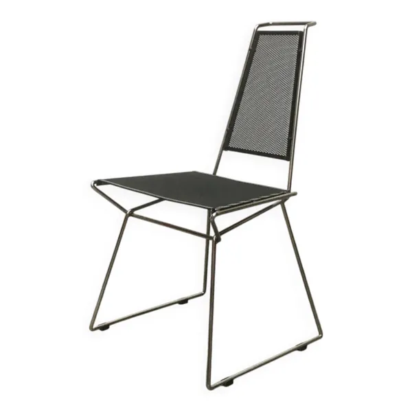 Chaise latérale en métal postmoderne vintage par Rolf Rahmlow, années 1980